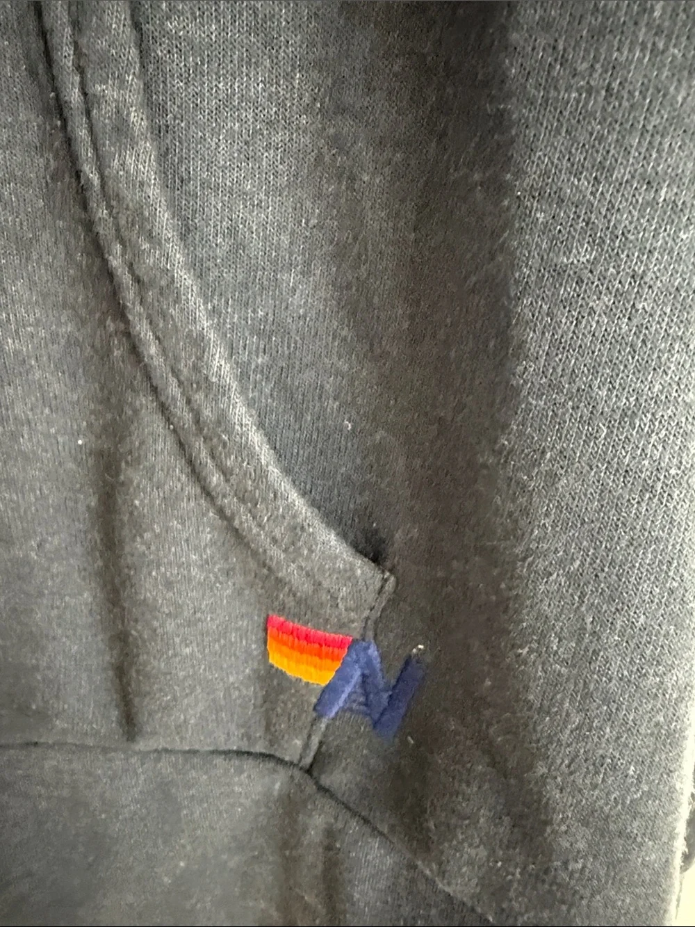 Men’s aviator nation Charcoal Zip Hoodie with Rainbow Chest Stripes